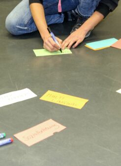 Workshop: verschiedene Begriffe auf bunten Karten